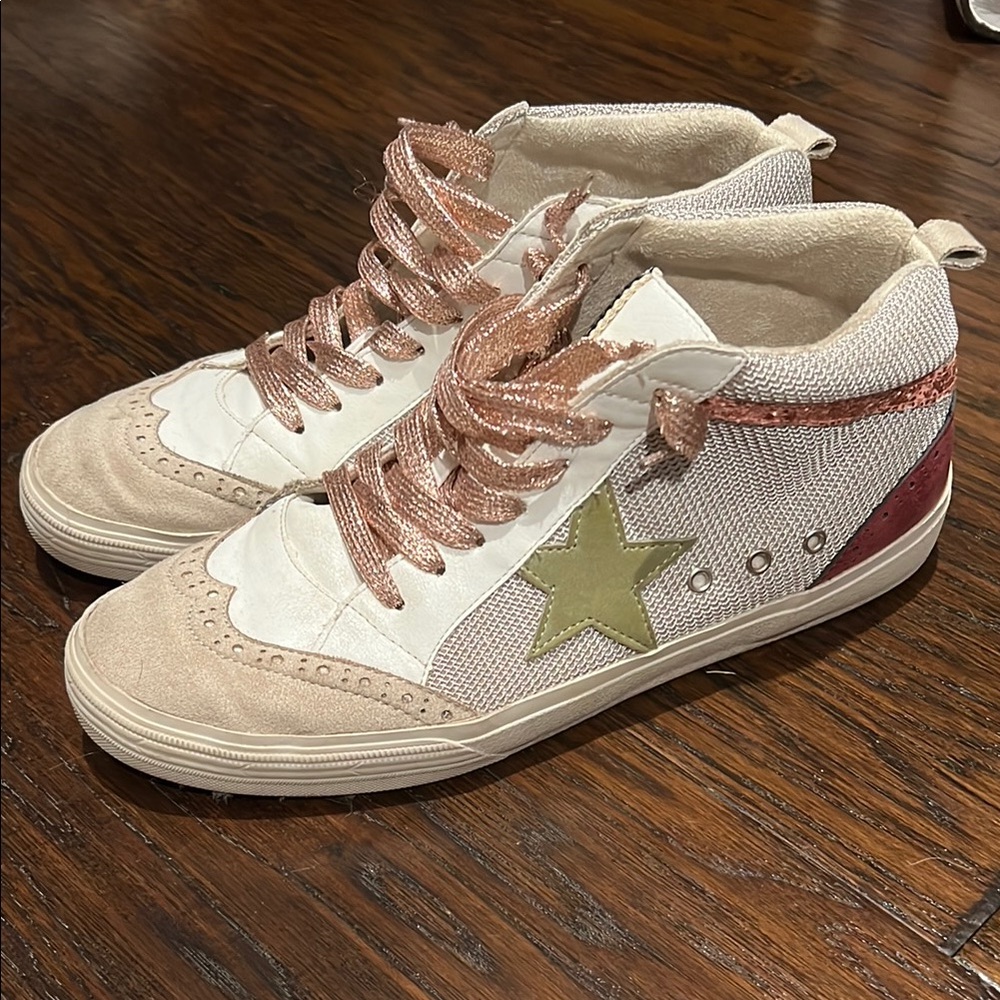 ShuShop High-Top Sneakers with Star Detail
